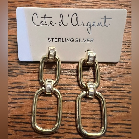 Cate d’ Argent Gold Chain Link Earrings - Picture 1 of 5